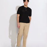 SHAFA | boxy fit sweater knit tee | black