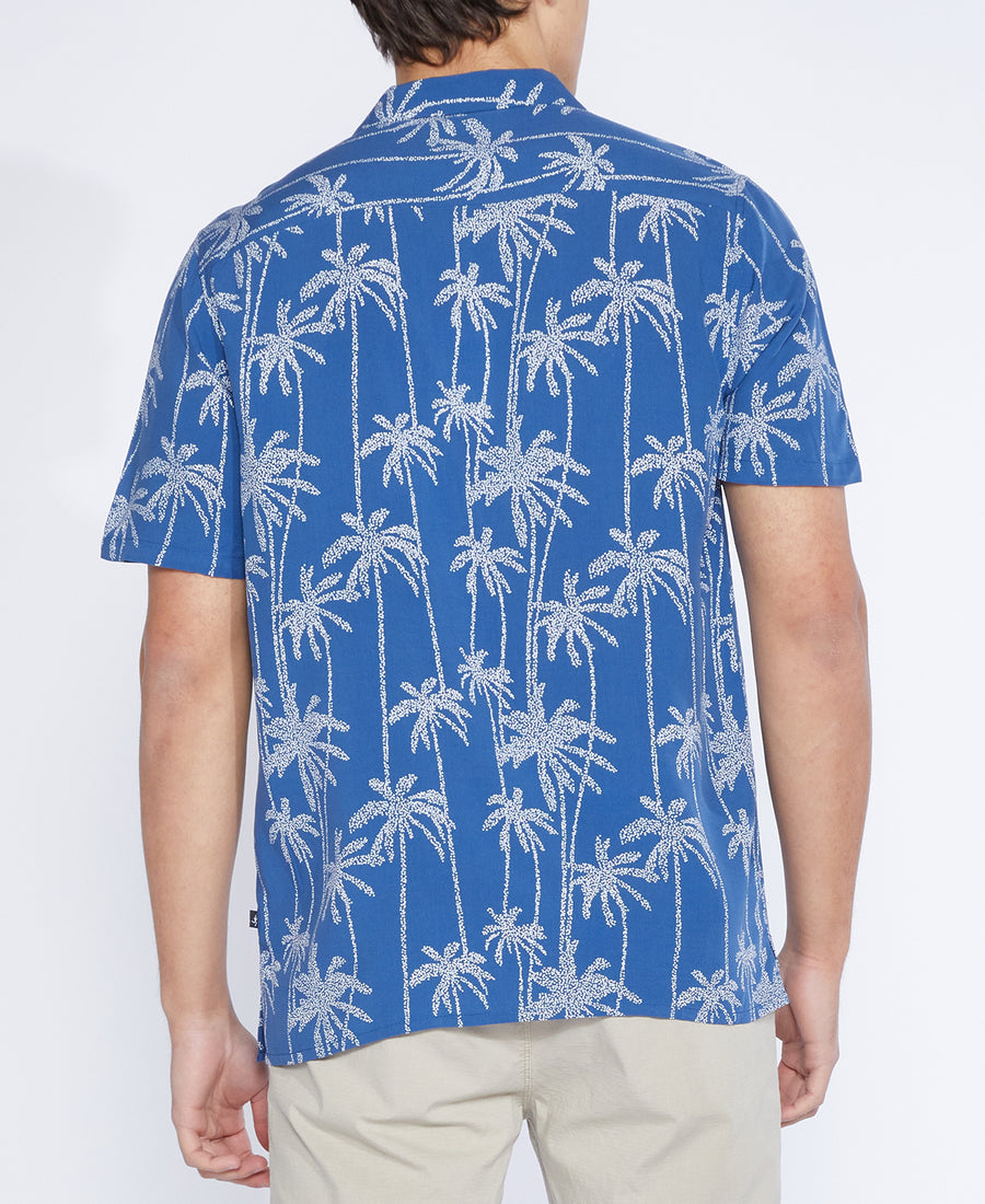 Palm Printed Resort Shirt (Blue)