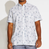 Whittier Printed Linen Blend Shirt (White)