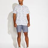 Whittier Printed Linen Blend Shirt (White)