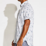 Whittier Printed Linen Blend Shirt (White)