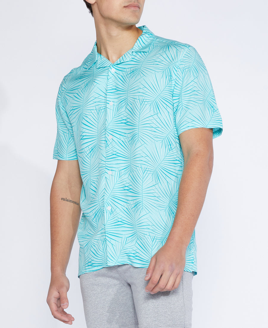 Frond Printed Resort Shirt (Turquoise)