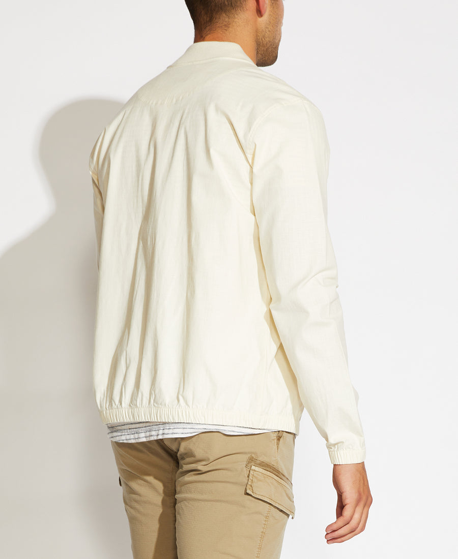 FAUX LEATHER BOMBER - BEIGE – The Couture Club