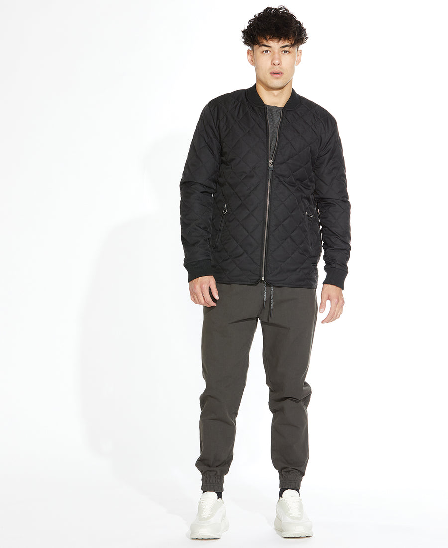 Syracuse Quilted Bomber Jacket (Black)