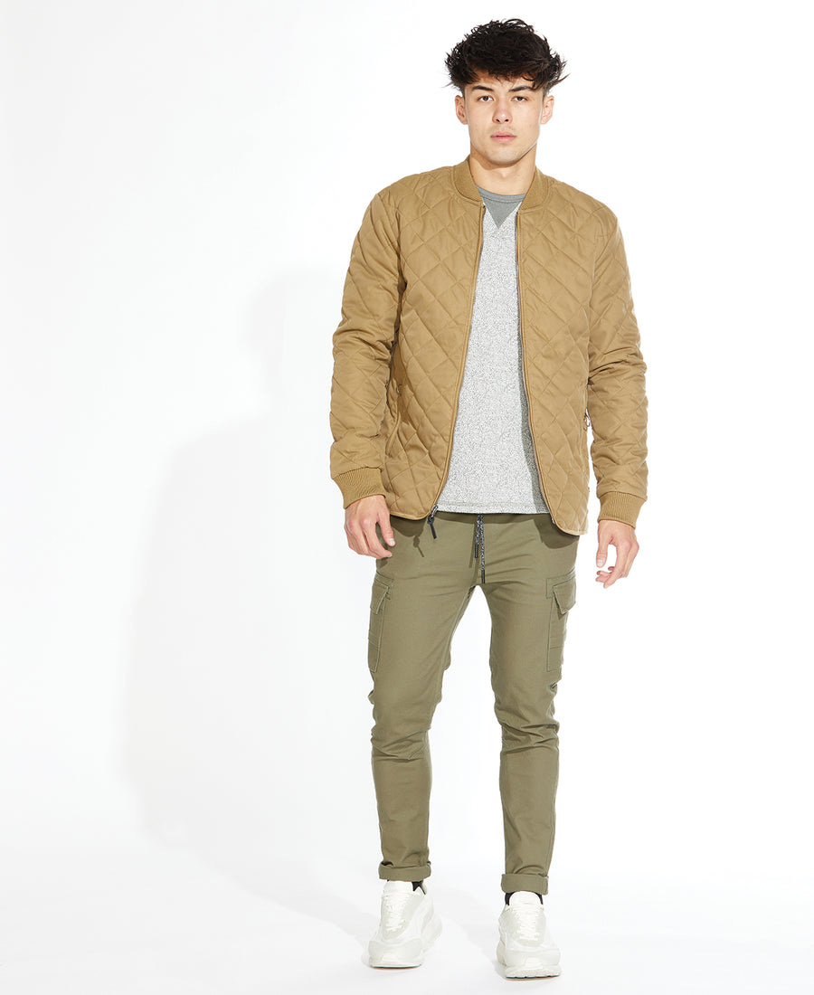 Syracuse Quilted Bomber Jacket (Khaki)