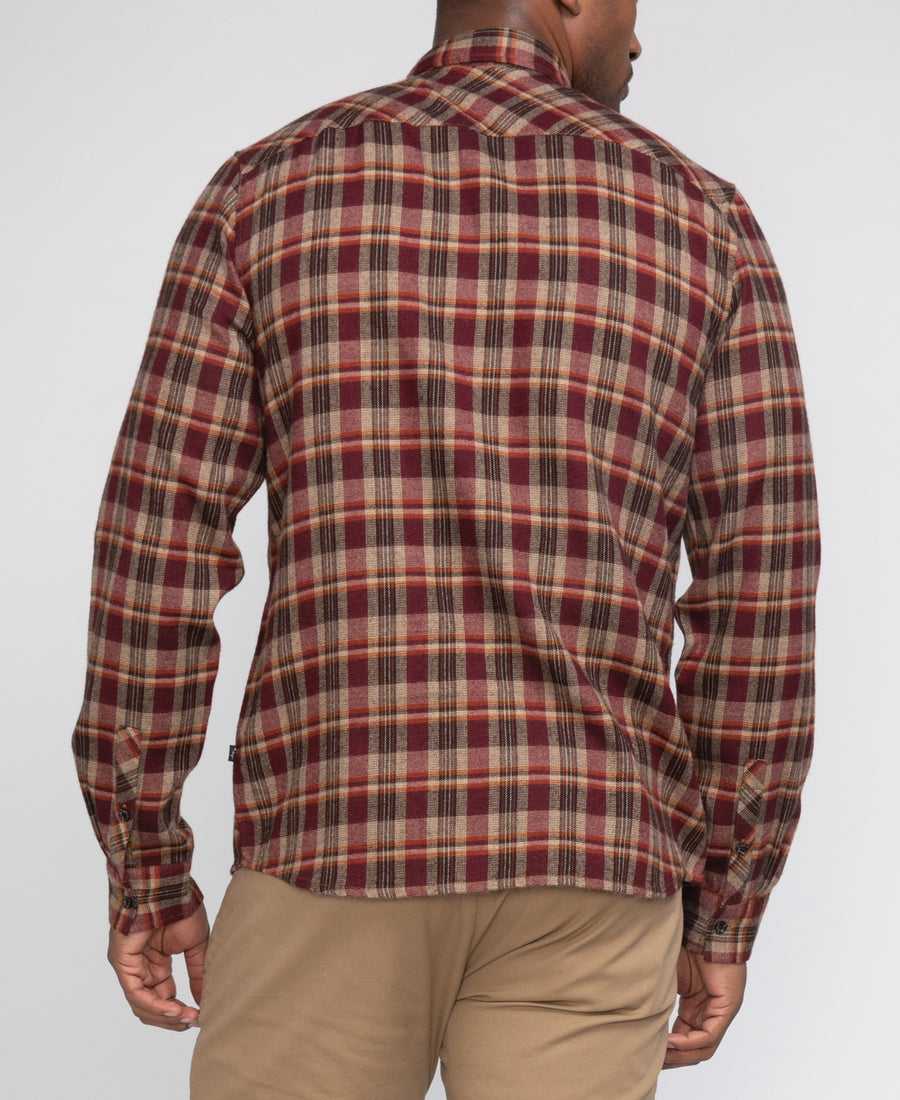 Cherokee Plaid Flannel Shirt (Cranberry)
