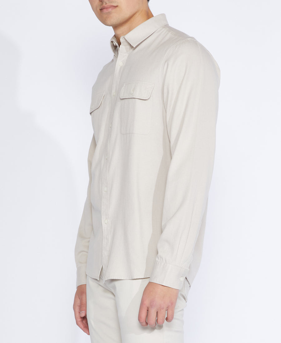 Jeffres Long Sleeve Double Pocket Shirt (Stone)
