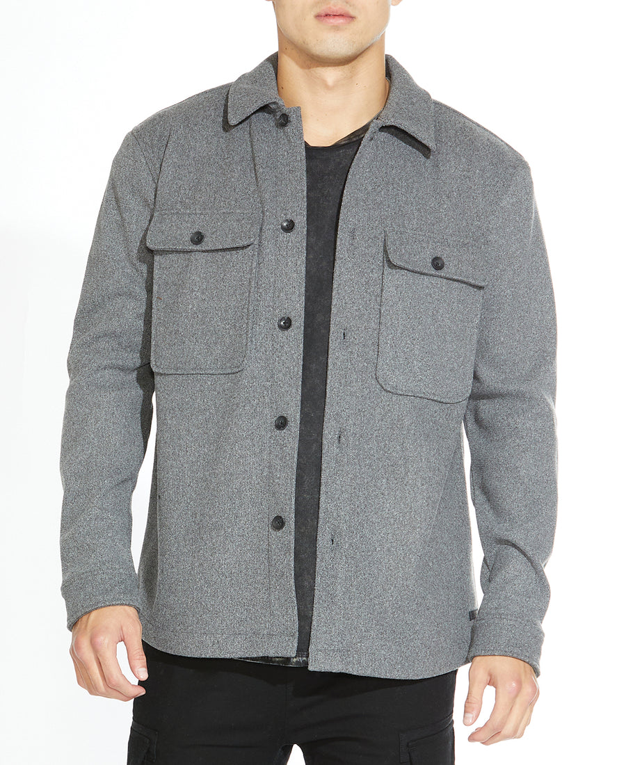 Durbin Relaxed Knit Shirt Jacket (Heather Charcoal)