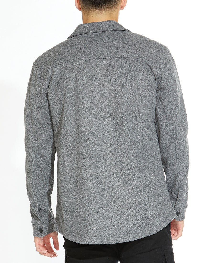 Durbin Relaxed Knit Shirt Jacket (Heather Charcoal)