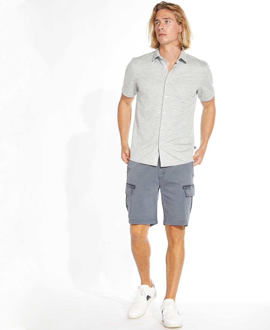 Paseo Knit Button Up Shirt (Heather Gray)